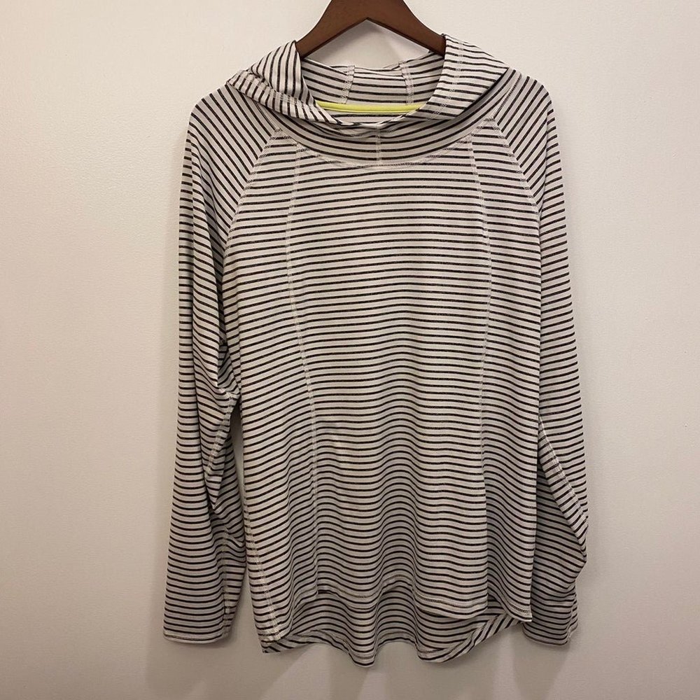 Grey and white striped  hoodie
